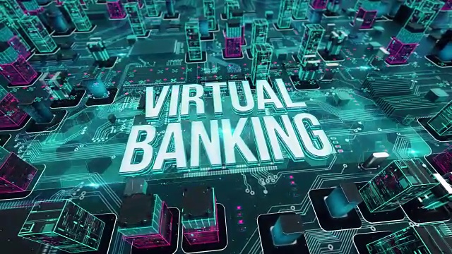虚拟银行具有数字技术的概念视频素材