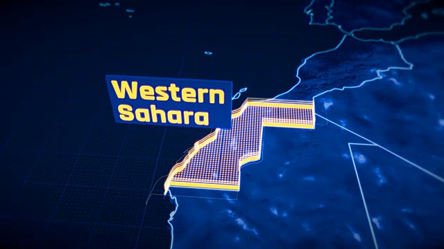 西撒哈拉领土边界3D可视化，现代地图轮廓，旅行视频下载