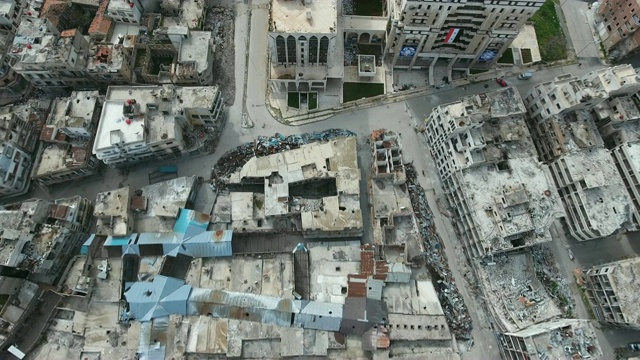 阿勒颇满目疮痍的房屋鸟瞰图视频素材