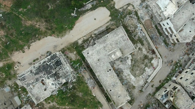 叙利亚霍姆斯废墟的鸟瞰图视频素材