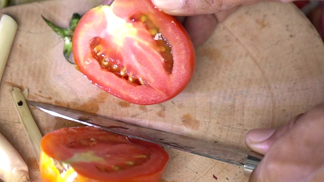 番茄切片慢动作视频素材