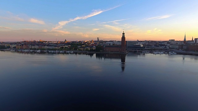 鸟瞰斯德哥尔摩市政厅视频下载