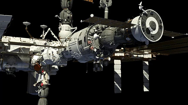 宇宙飞船与国际空间站对接。视频素材