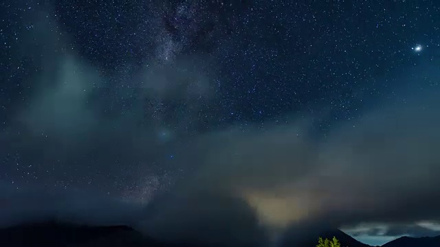 4K时光流逝，在印度尼西亚bromo山的银河，著名的旅游景点视频素材