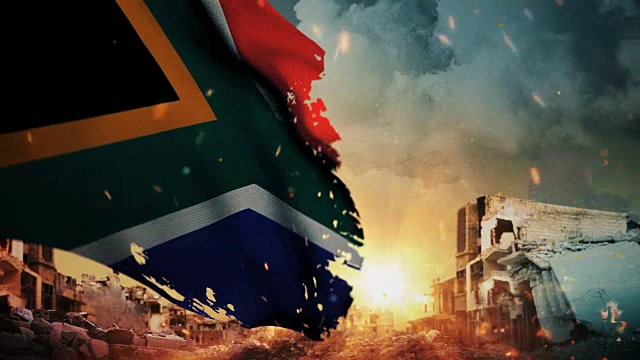 4K南非国旗-危机/战争/火灾(循环)视频下载