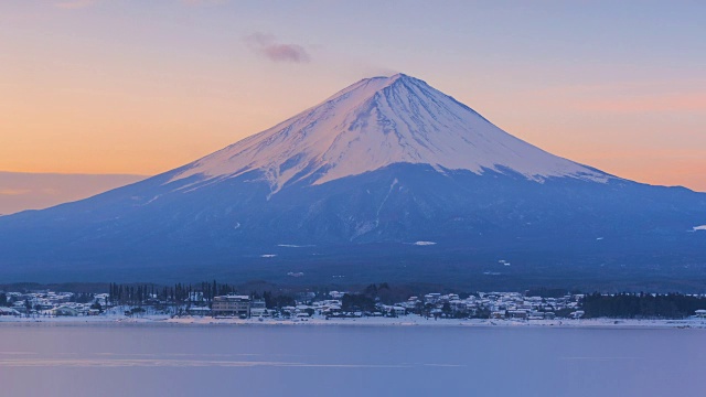 日出风景富士山冬季，日本视频素材
