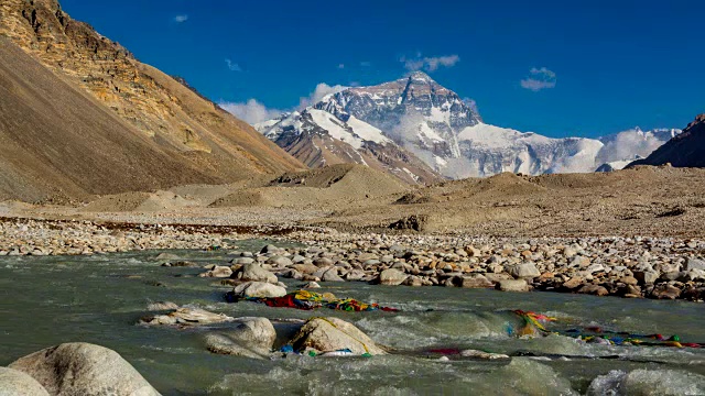 珠穆朗玛峰，珠穆朗玛峰大本营，中国西藏视频素材