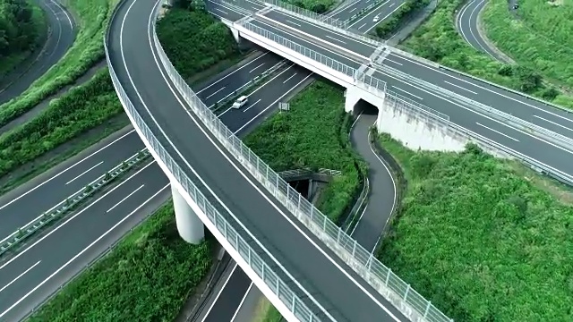 自然界中多车道公路鸟瞰图视频素材