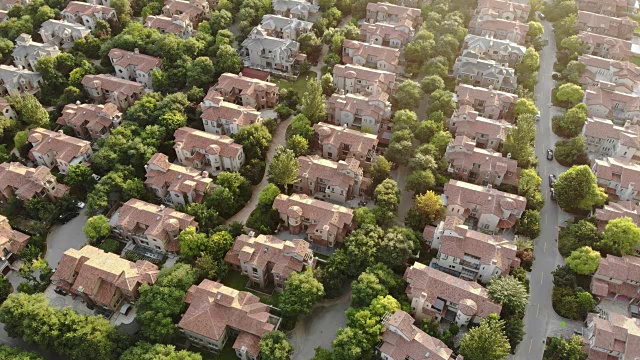 中国北京郊区别墅区域鸟瞰图。视频下载