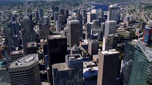西雅图直升机空中摩天大楼的顶部视频素材
