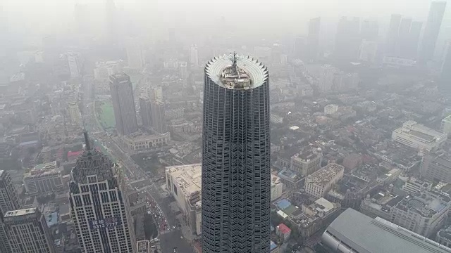 天津环球金融中心鸟瞰图视频素材