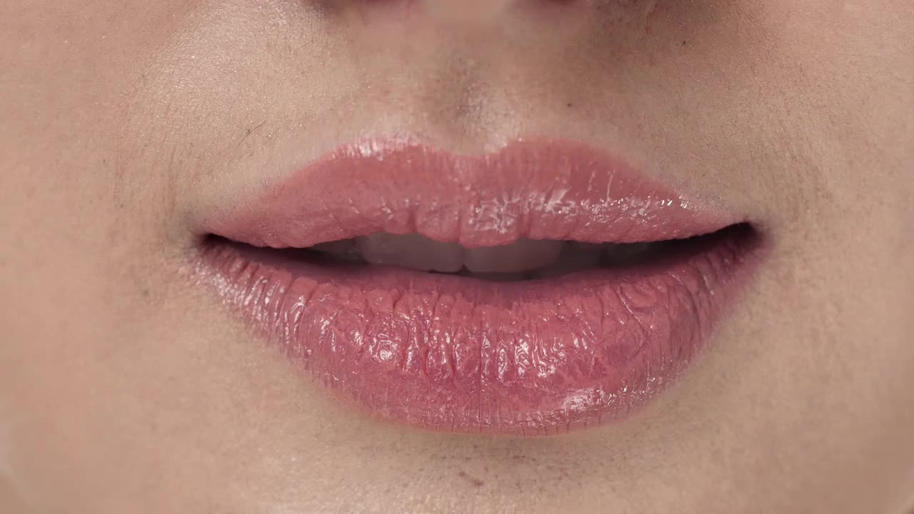 女人嘴唇鼻子自然皮肤视频素材