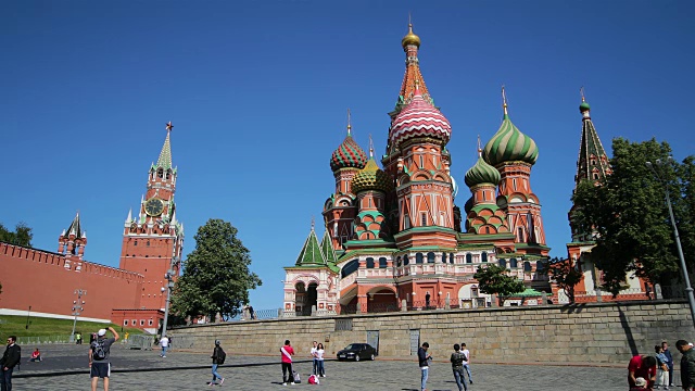 圣巴西尔大教堂和救世主塔，莫斯科，俄罗斯视频素材