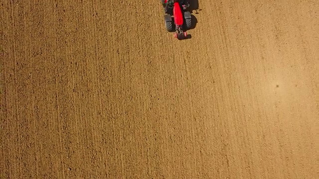 拖拉机在犁地上播下玉米种子。欧盟捷克共和国工农业。视频素材