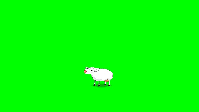 白色的绵羊在绿色的屏幕上从右往左跳。视频素材