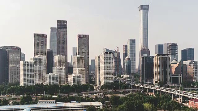 旅馆位于北京中央商务区视频素材