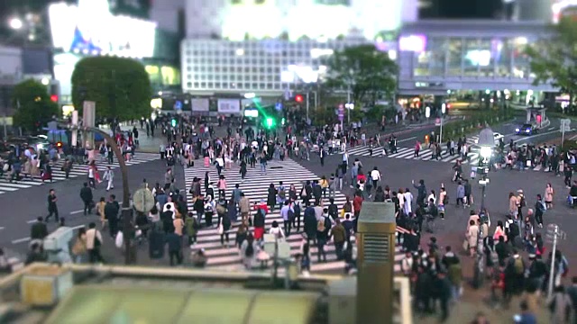 夜深人静的涩谷十字路口，日本东京视频素材