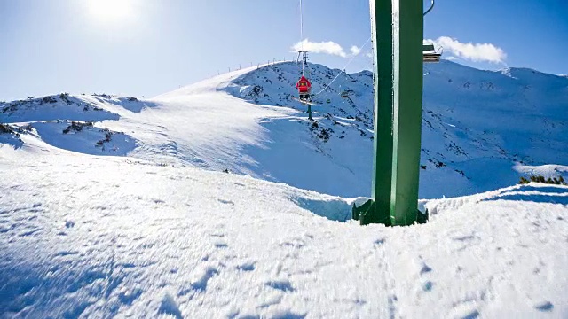 冬天,滑雪缆车,晴朗,山视频素材