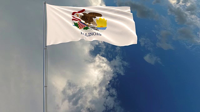 伊利诺斯州的美国国旗，4k前置的4444片段视频下载
