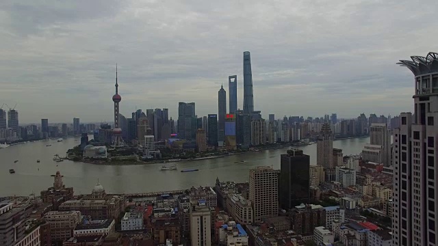 陆家嘴商业中心鸟瞰图/上海。中国。视频素材