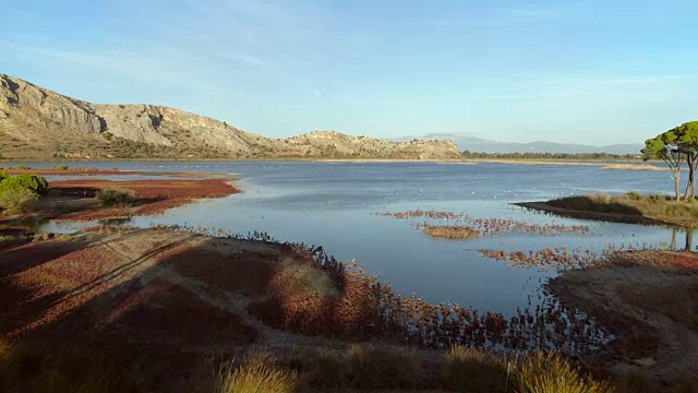 希腊普罗科普湖的鸟瞰图。视频下载