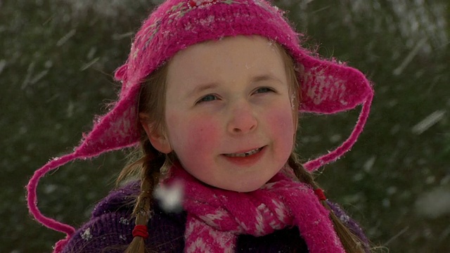 慢镜头:下雪的小女孩视频素材