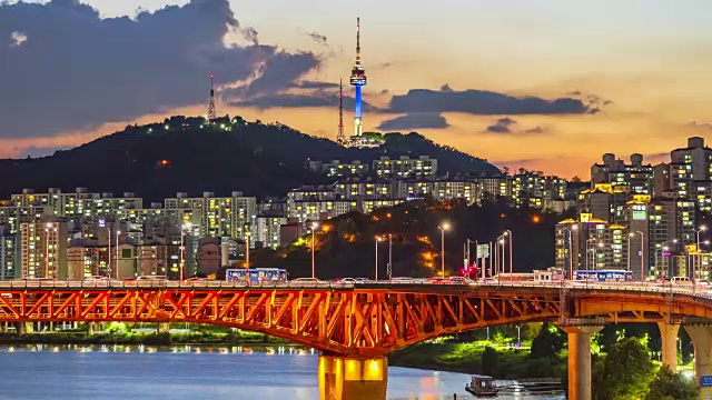 韩国首尔的时光流逝视频素材