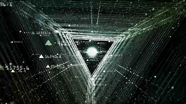 三角形隧道运动图形背景与信息和线从点和光视频素材