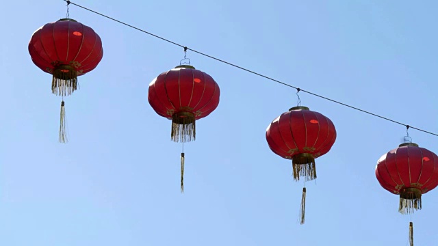 中国灯笼在旧金山唐人街的街道上视频素材