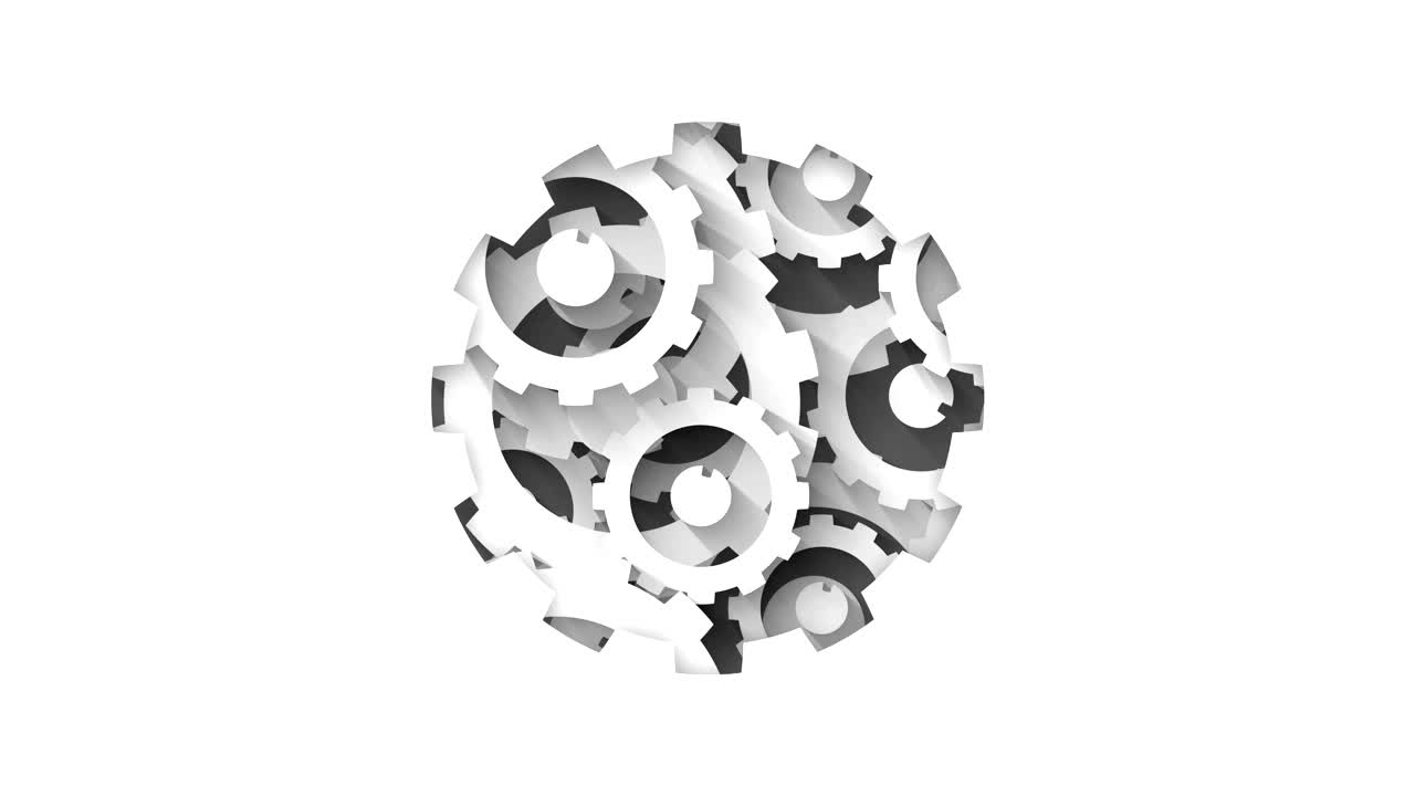 白齿轮系统工业技术概念抽象背景循环动画视频下载