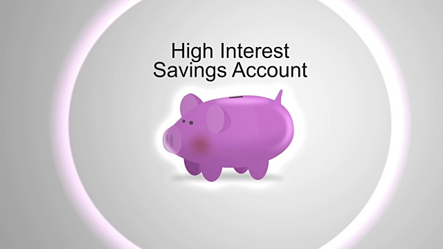 相机镜头由小猪银行为金融概念-高利率储蓄帐户排版视频下载
