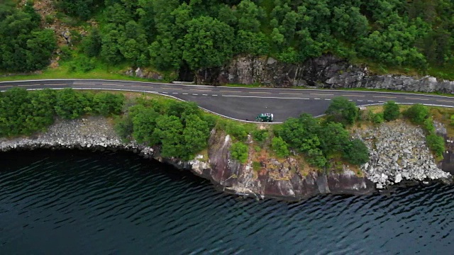 鸟瞰图。挪威艾德福约登峡湾公路视频素材