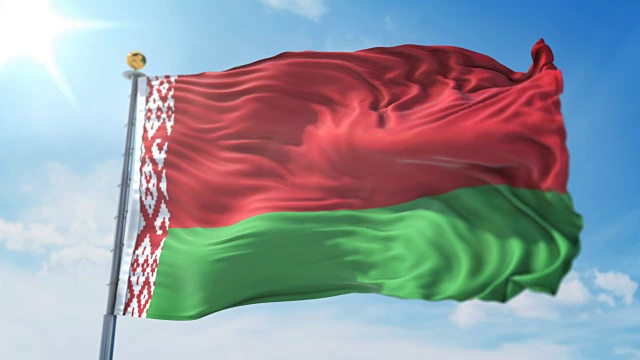 白俄罗斯国旗无缝循环3D渲染视频。美丽的纺织布织物环摆动视频下载