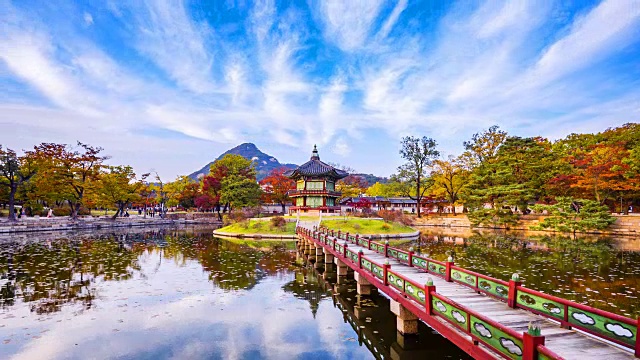 韩国首尔庆福宫的秋天。间隔拍摄4 k视频素材