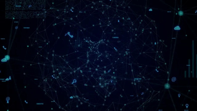 连接和通信网络概念，蓝色背景视频下载