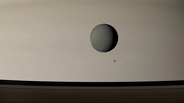 厄庇墨透斯和土卫五围绕土星行星运行视频素材