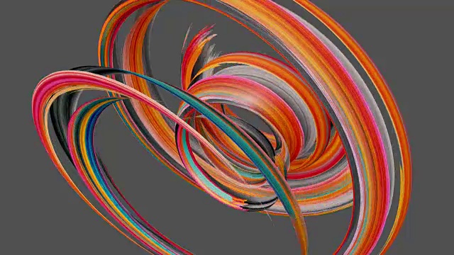 3d渲染，旋转红色水粉笔触孤立在灰色，油漆涂抹，艺术飞溅，抽象背景视频素材