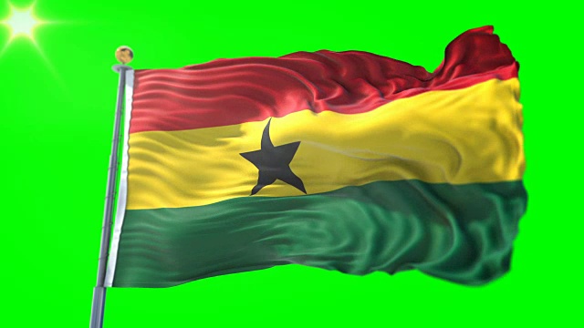 加纳国旗无缝循环3D渲染视频。美丽的纺织布织物环摆动视频下载