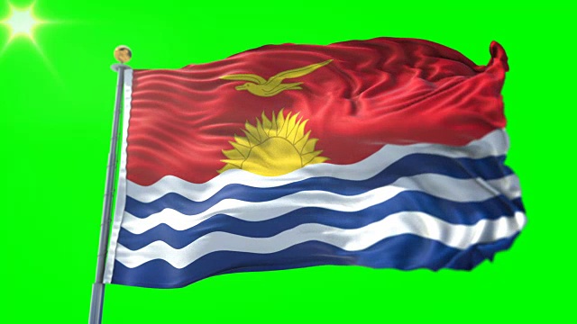 基里巴斯旗帜无缝循环3D渲染视频。美丽的纺织布织物环摆动视频下载