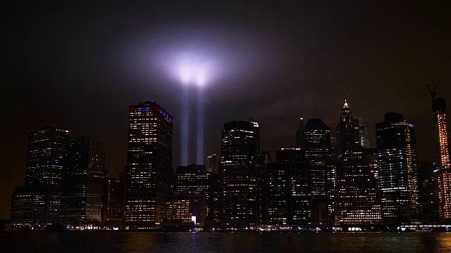 曼哈顿纪念全景塔的光9/11视频素材