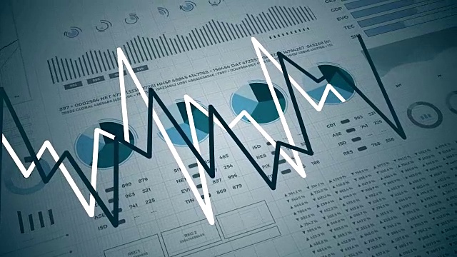 统计数据，金融市场数据，分析和报告，数字和图表。视频素材
