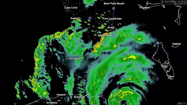 2017年飓风厄玛登陆多普勒雷达时间流逝视频下载