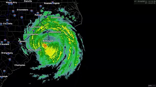 2018年飓风佛罗伦萨登陆多普勒雷达时间流逝视频下载