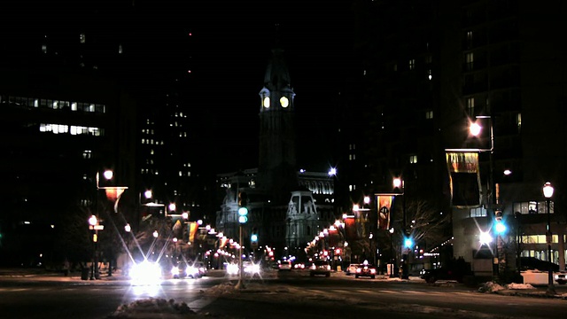费城。晚上的街道。视频素材