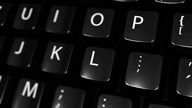 黑帽营销移动运动在蓝色进入按钮在现代计算机键盘与文本和图标标签。选择焦点键是按下动画。黑客安全概念视频素材