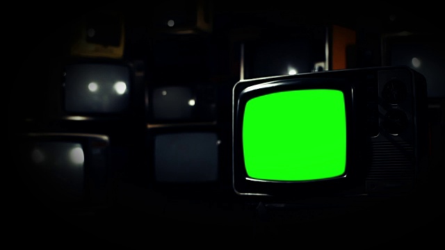 80年代的绿屏电视。淘金热的基调。缩小。视频素材