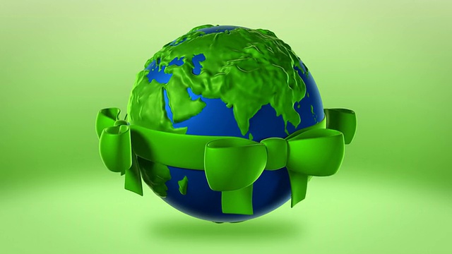 绿色丝带的地球视频素材