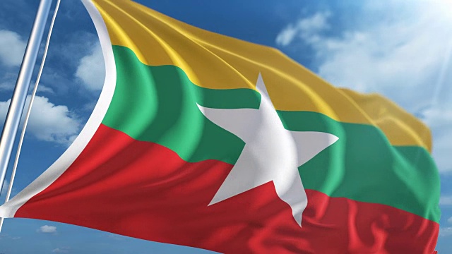 缅甸国旗|可循环视频素材