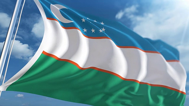 乌兹别克斯坦国旗|可循环视频素材