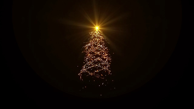 圣诞树上的黑色背景装饰灯视频素材